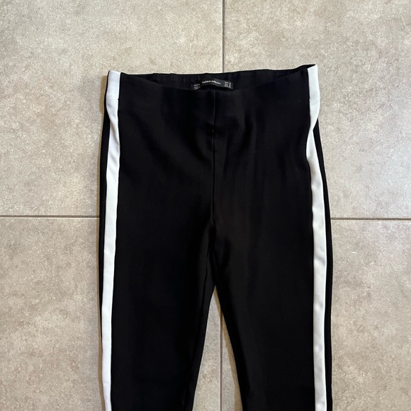 Zara Trafaluc Collection Black Dress Leggings With White Side Stripes Small - Picture 5 of 8